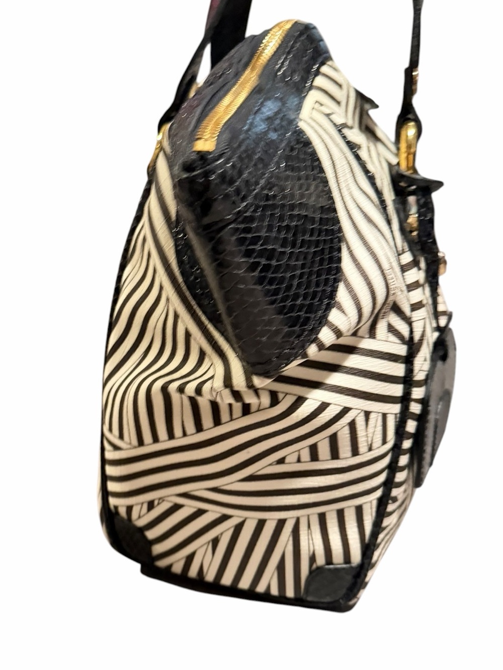 Henri Bendel Disturbed Stripe Luggage Shoulder Bag - Picture 8 of 12